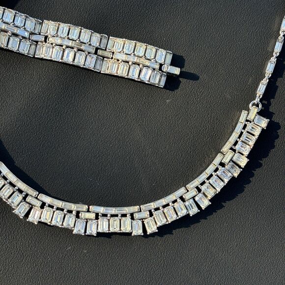 Vintage Trifari “Vanity Fair” Baguette Rhinestone Necklace & Bracelet Set READ - Picture 3 of 11